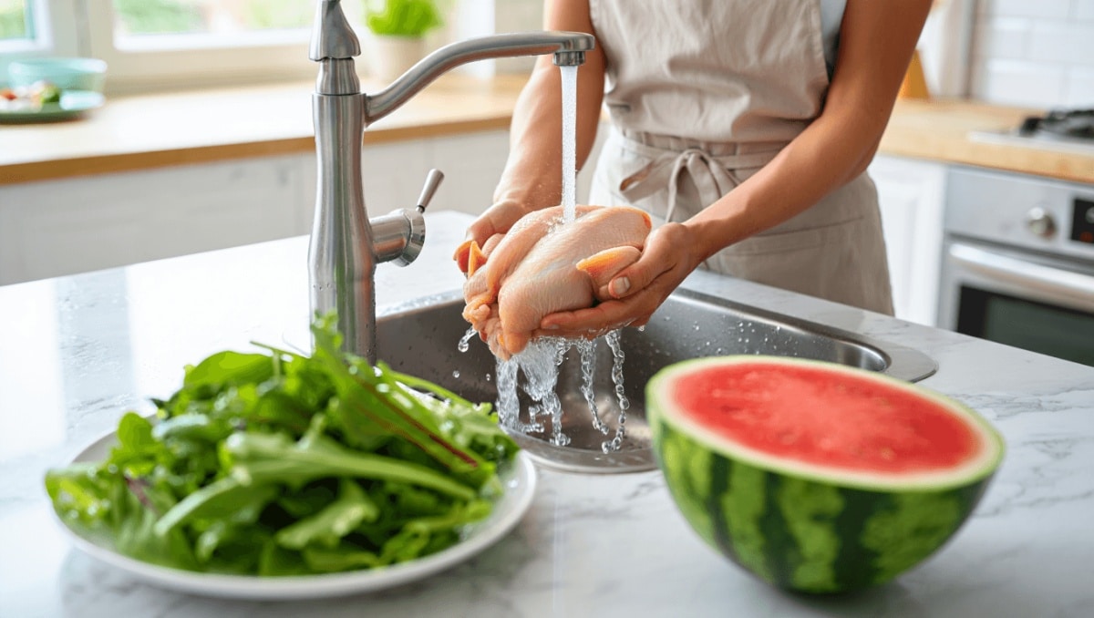 Igiene degli alimenti: si sciacquano pollo, insalate in busta e anguria? Ecco i comportamenti a rischio